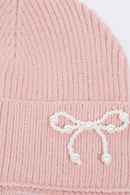 Pearl Bow Beanie