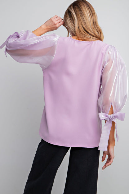 Organza Lilac Sleeves Top - shopminnoe