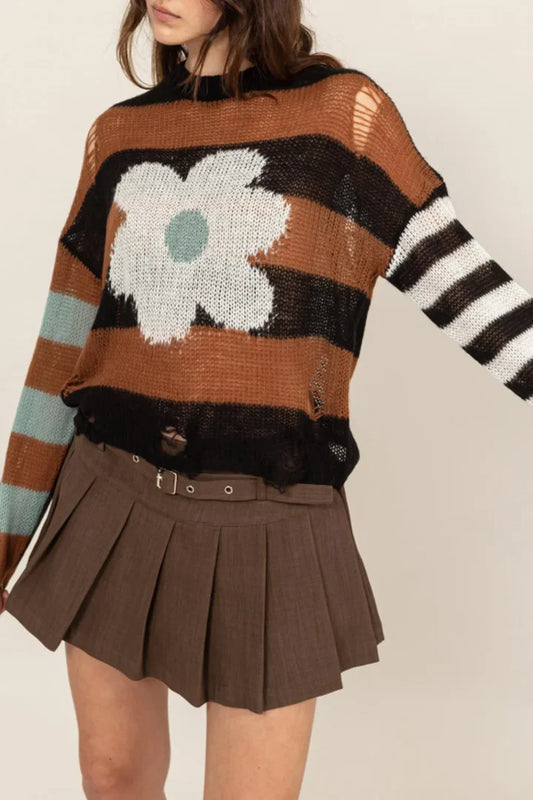 Distressed Daisy Sweater Top