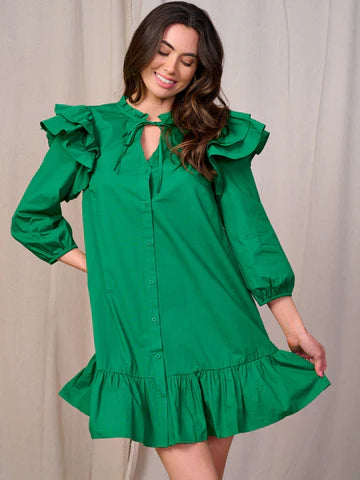 Emerald Cotton Dress - shopminnoe