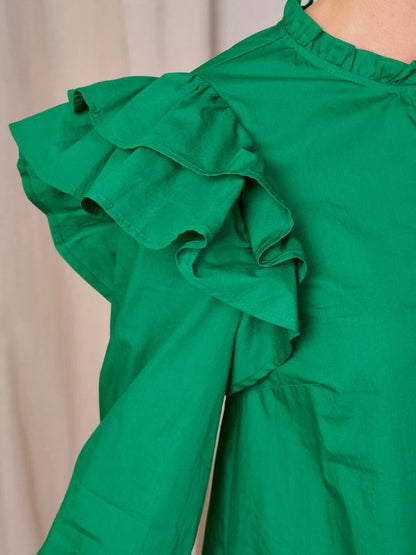Emerald Cotton Dress - shopminnoe