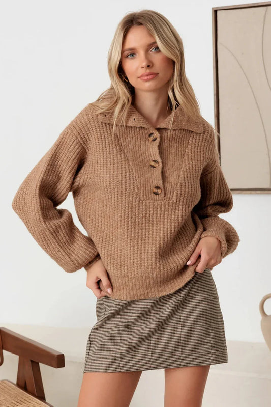 Walnut Wool Sweater - shopminnoe