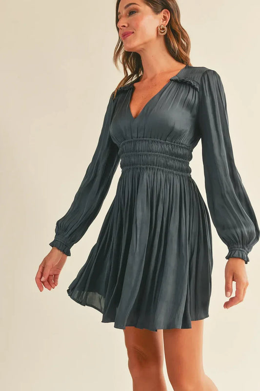 Navy In the News Dress - shopminnoe