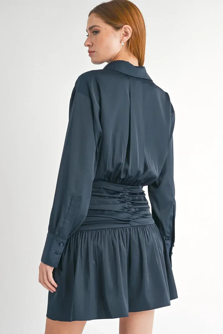 Navy Clarissa Dress - shopminnoe