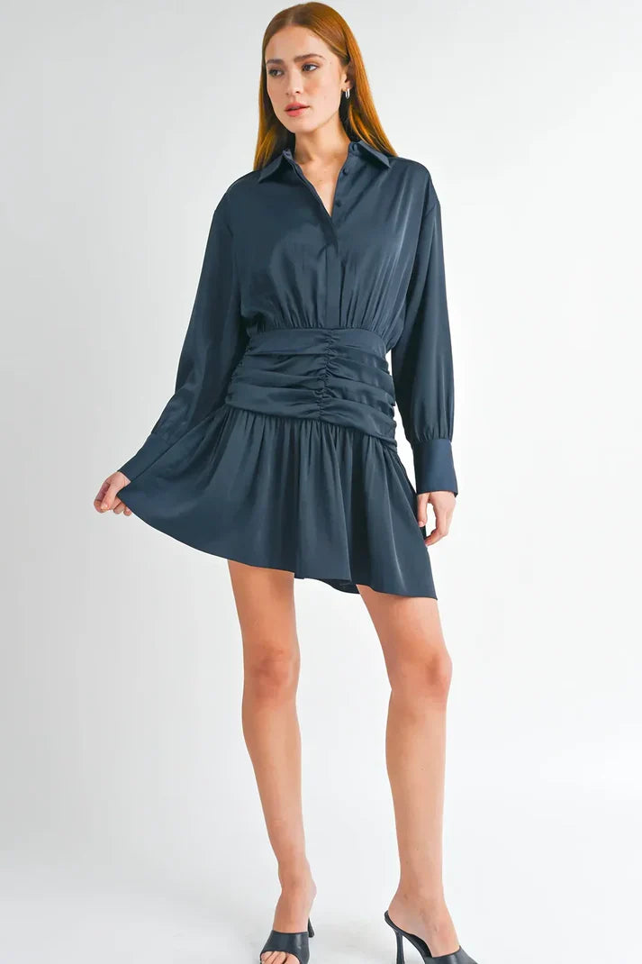 Navy Clarissa Dress - shopminnoe