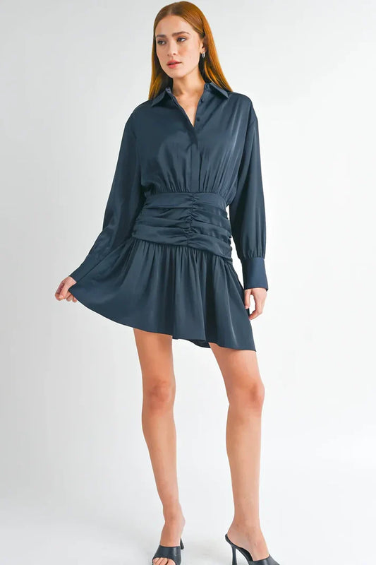 Navy Clarissa Dress - shopminnoe