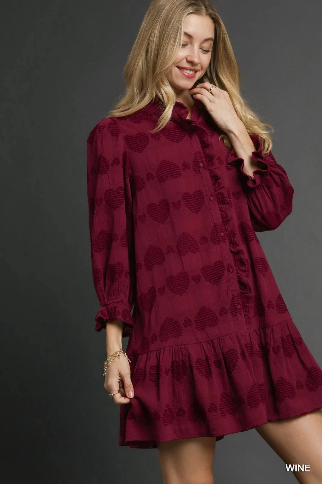Wine and Hearts Dress - shopminnoe